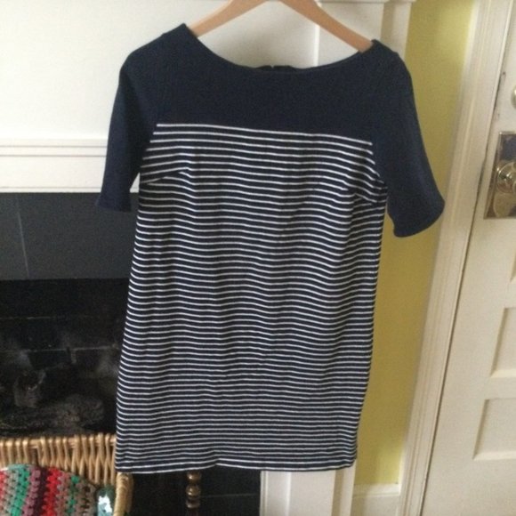 Gap Boatneck Mariner Dress Stripes Knit Navy White Shift - Sz Medium - Picture 3 of 15